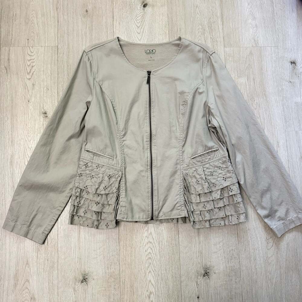 LOGO Ruffled Eyelet Hem Jacket